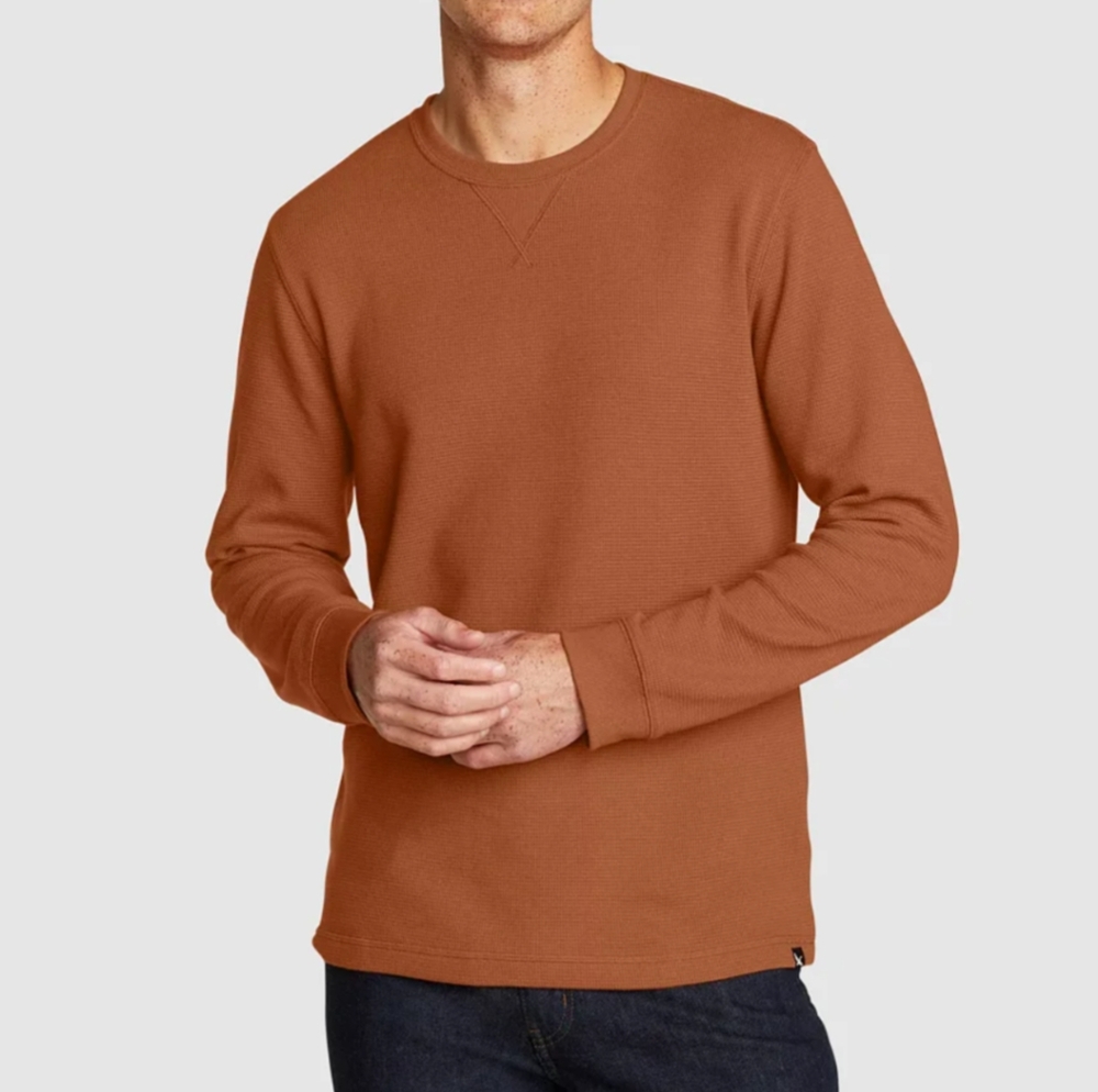 Eddie Bauer Men's Eddie's Field Thermal Crew Sweater Canyon Clay Orange Size XL